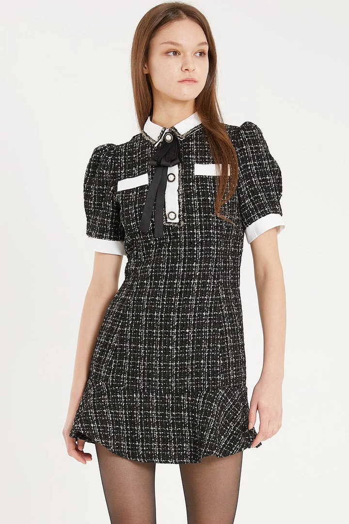 STORETS Lourdes Tweed Trumpet Mini Dress