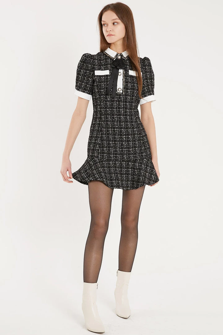 STORETS Lourdes Tweed Trumpet Mini Dress