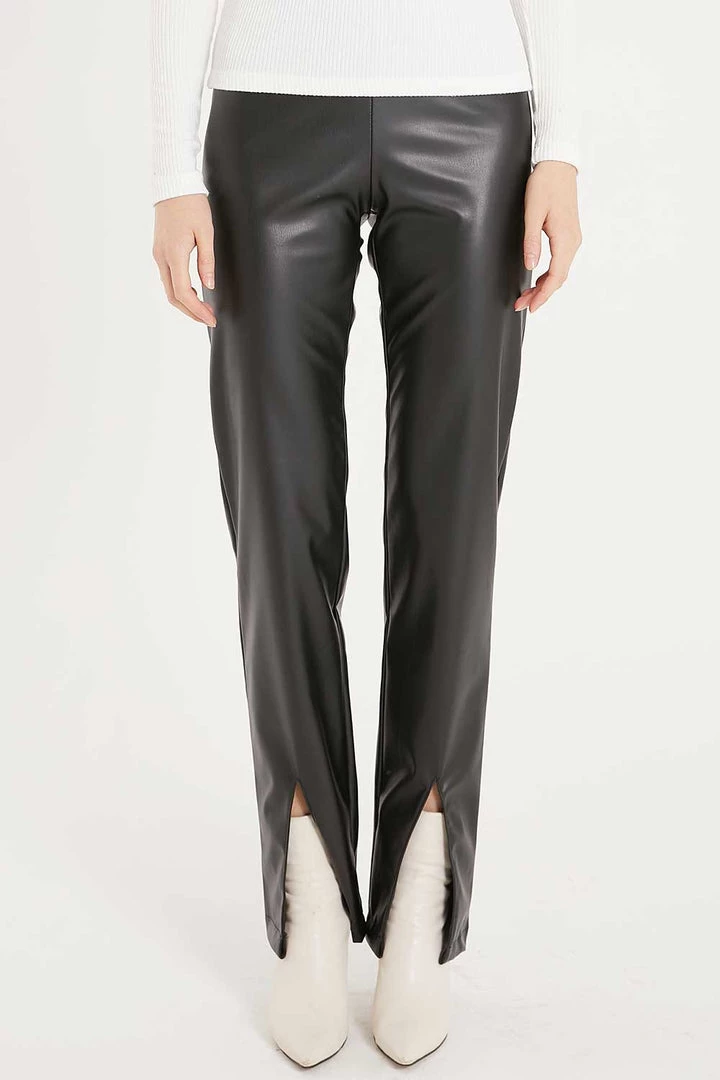 STORETS CLOTHING Noor Front Slit Pleather Pants