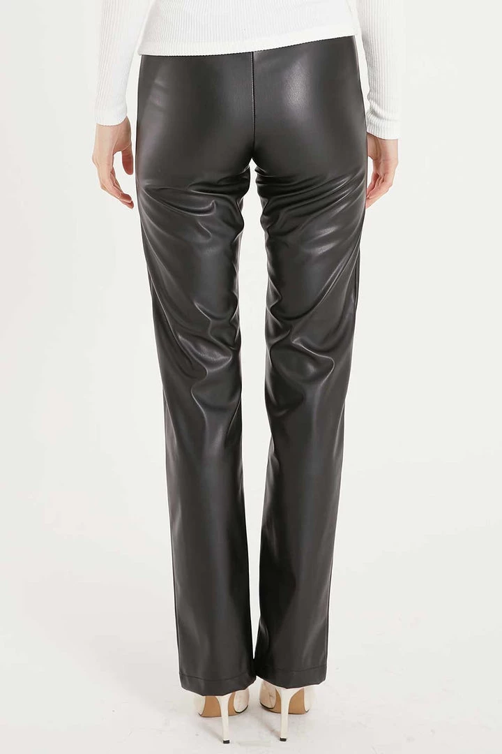 STORETS CLOTHING Noor Front Slit Pleather Pants
