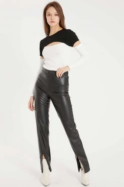 STORETS CLOTHING Noor Front Slit Pleather Pants