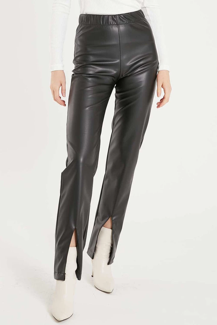 STORETS CLOTHING Noor Front Slit Pleather Pants