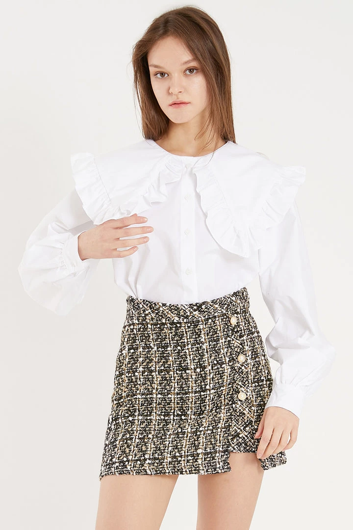 STORETS Rory Ruffled Oversize Collar Shirt CLOTHING