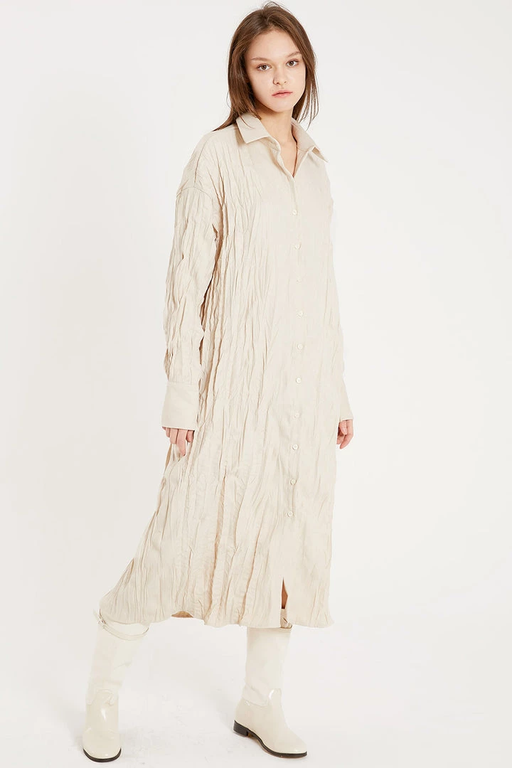 STORETS CLOTHING Elin Crease Shirt Midi Dress