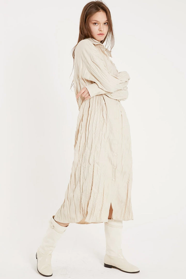 STORETS CLOTHING Elin Crease Shirt Midi Dress