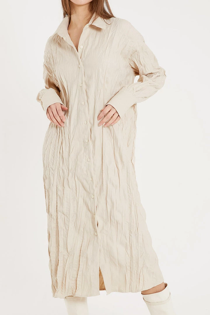 STORETS CLOTHING Elin Crease Shirt Midi Dress