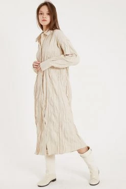 STORETS CLOTHING Elin Crease Shirt Midi Dress