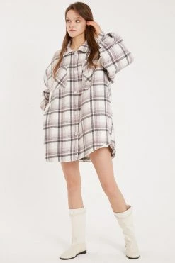 STORETS Liya Quilt Lined Oversized Shacket Coat