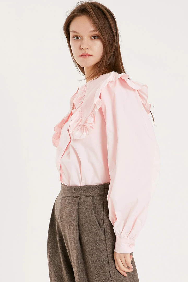 STORETS Rory Ruffled Oversize Collar Shirt CLOTHING