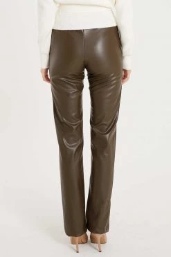 STORETS Noor Front Slit Pleather Pants CLOTHING