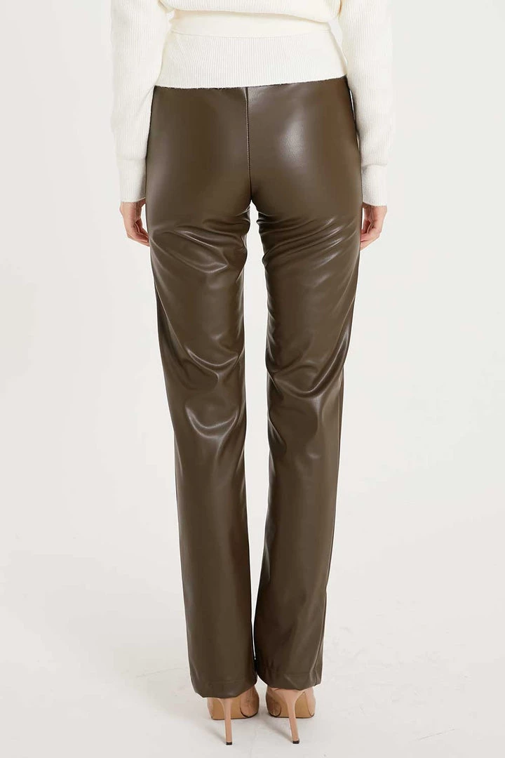 STORETS Noor Front Slit Pleather Pants CLOTHING