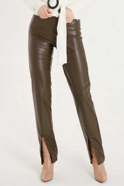 STORETS CLOTHING Noor Front Slit Pleather Pants