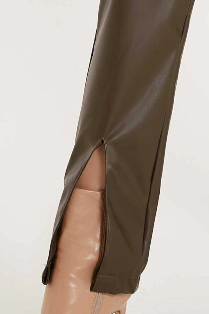 STORETS Noor Front Slit Pleather Pants CLOTHING