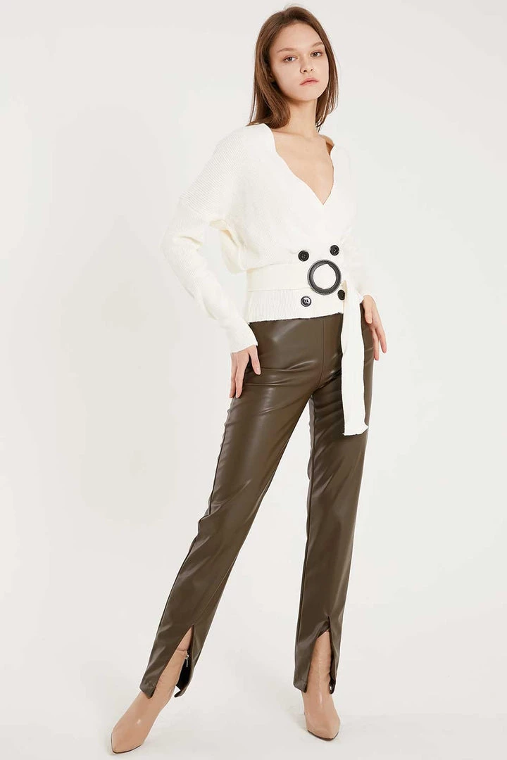 STORETS Noor Front Slit Pleather Pants CLOTHING