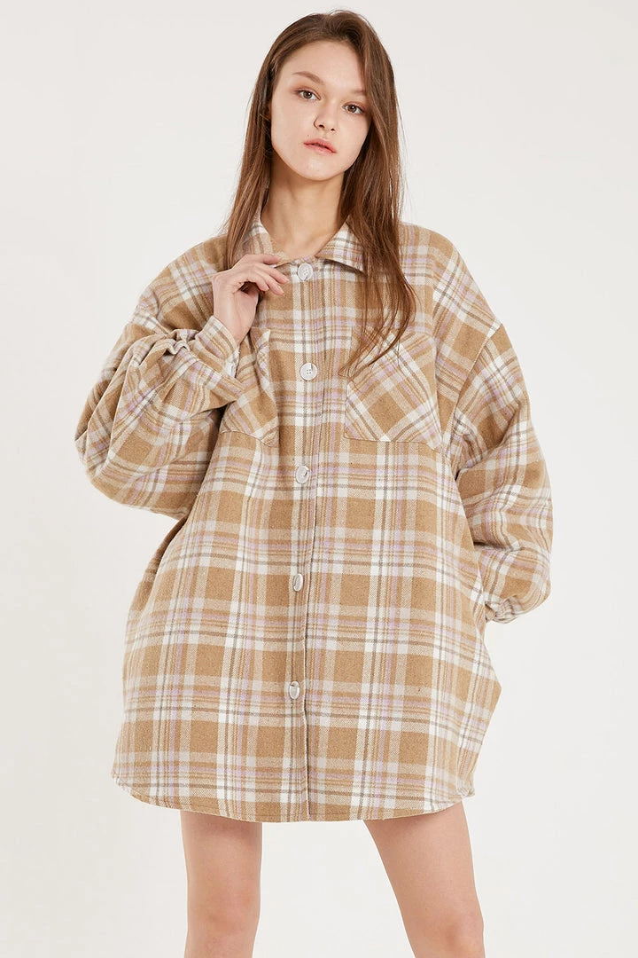 STORETS Liya Quilt Lined Oversized Shacket Coat