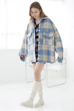 STORETS Lydia Oversized Shacket In Plaid
