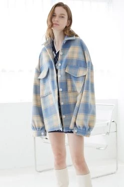 STORETS Lydia Oversized Shacket In Plaid