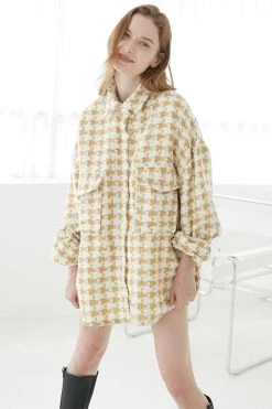 STORETS SALE Piper Houndstooth Tweed Shacket CLOTHING