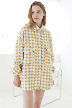 STORETS SALE Piper Houndstooth Tweed Shacket CLOTHING