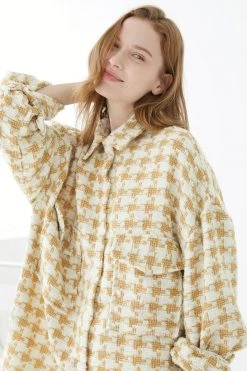 STORETS SALE Piper Houndstooth Tweed Shacket CLOTHING