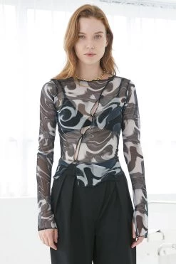 STORETS SALE Rylee Diagonal Mesh Top