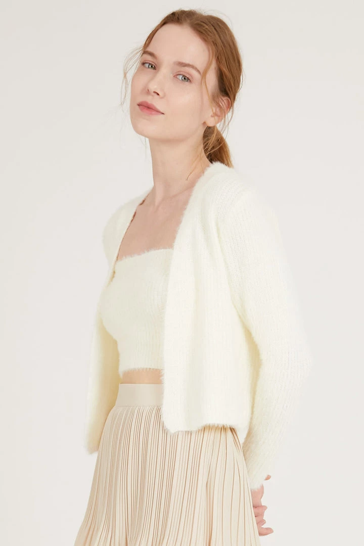 STORETS Bella Fluffy Top And Cardi Set CLOTHING