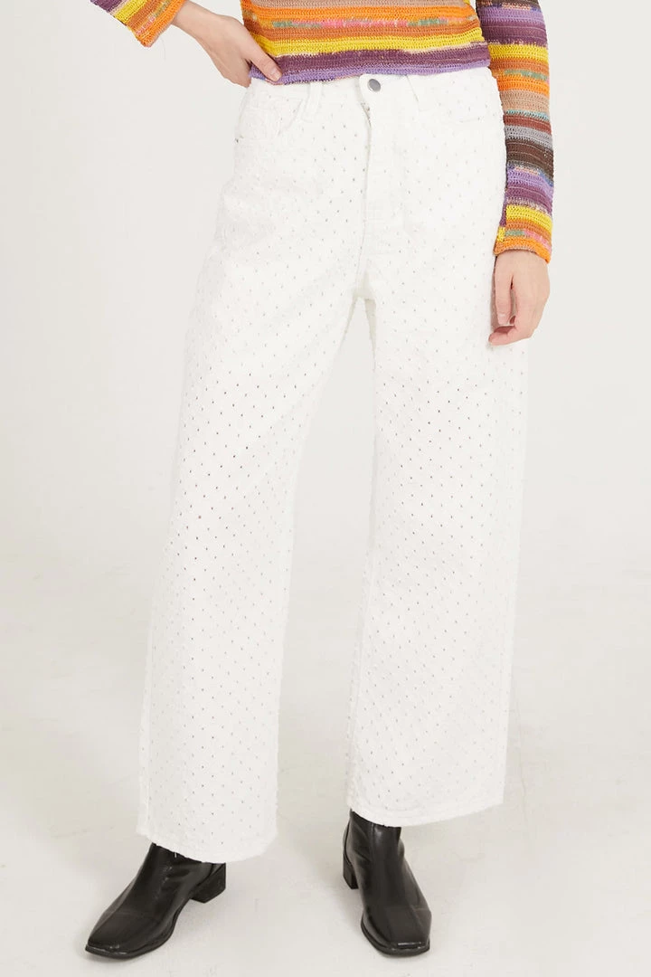 STORETS Kinsley Punched White Jeans