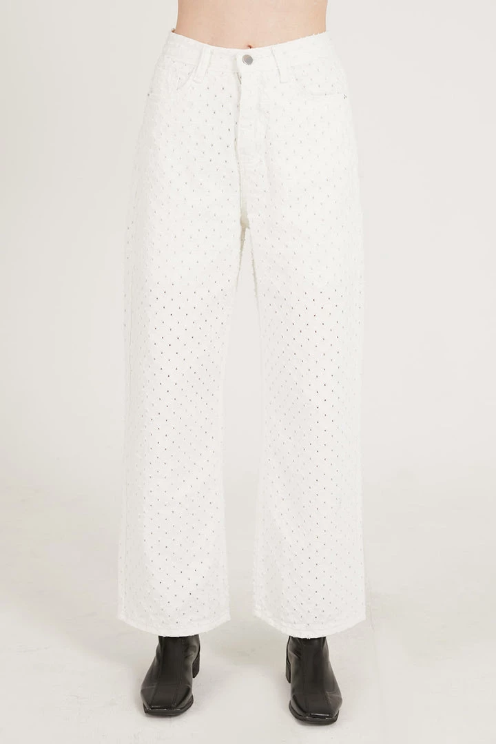 STORETS Kinsley Punched White Jeans