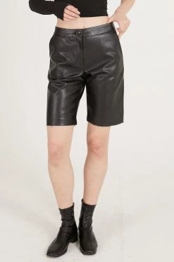 STORETS CLOTHING Cora Faux Leather Bermuda Pants