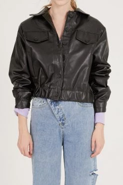 STORETS CLOTHING Naomi Faux Leather Bomber Jacket