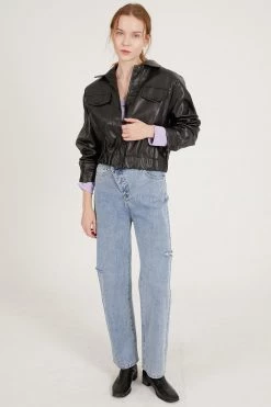 STORETS CLOTHING Naomi Faux Leather Bomber Jacket