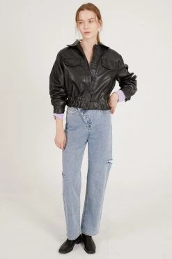 STORETS CLOTHING Naomi Faux Leather Bomber Jacket