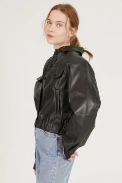 STORETS CLOTHING Naomi Faux Leather Bomber Jacket