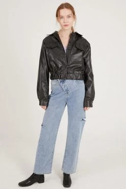 STORETS CLOTHING Naomi Faux Leather Bomber Jacket