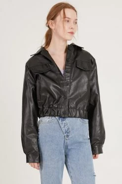 STORETS CLOTHING Naomi Faux Leather Bomber Jacket