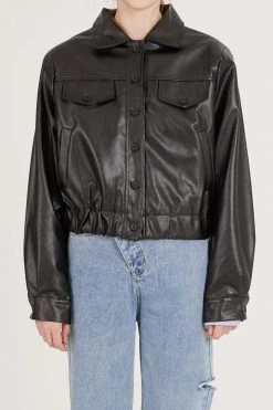 STORETS CLOTHING Naomi Faux Leather Bomber Jacket