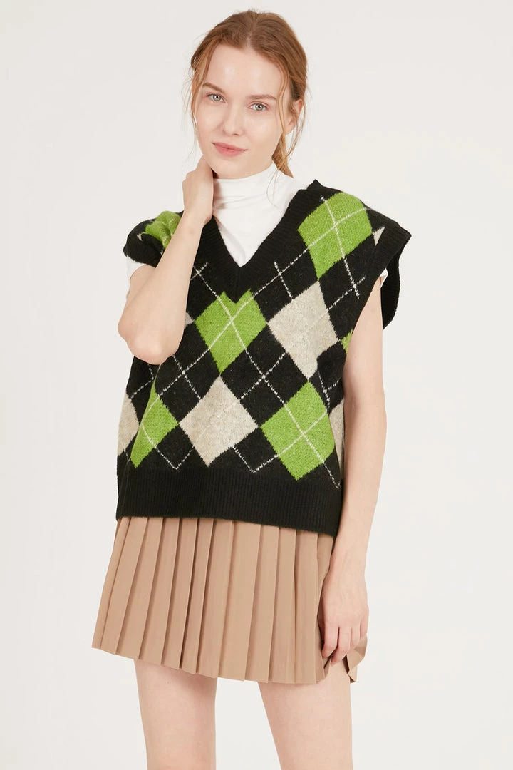 STORETS Mandy Argyle Sweater Vest CLOTHING
