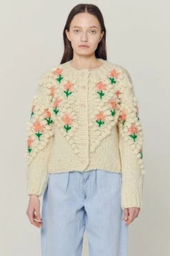 STORETS Influencer Lily Floral Embroidered Knit Cardigan