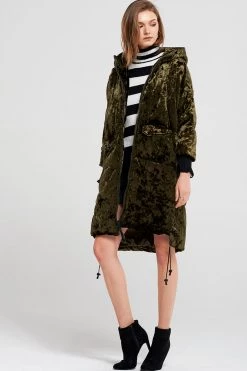 STORETS SALE Ciara Ring Pocket Velvet Padded Coat