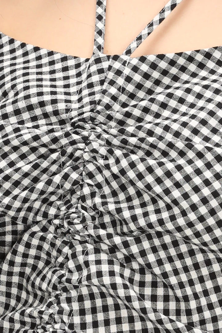 STORETS Salma Gingham Ruched Dress CLOTHING