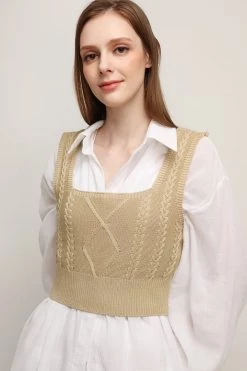 STORETS Deliah Cable Knit Sleeveless Top CLOTHING