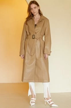 STORETS Danya Faux Leather Long Coat