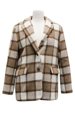 STORETS Lucy Plaid Fuzzy Blazer