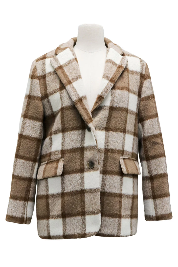 STORETS Lucy Plaid Fuzzy Blazer