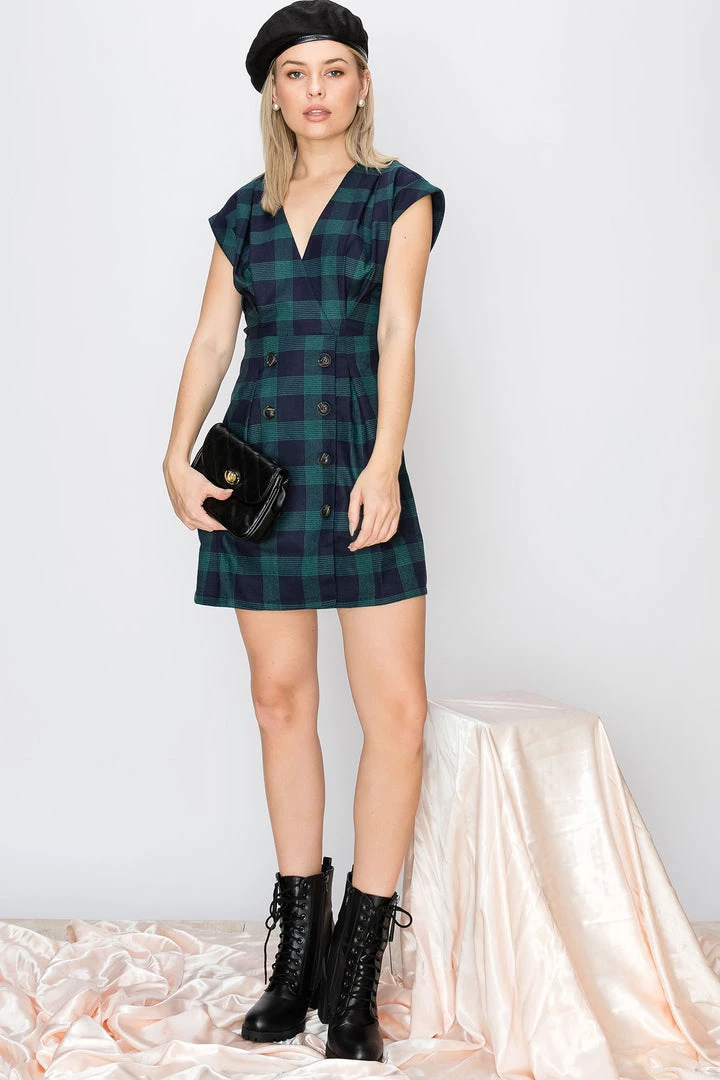 STORETS SALE Cassidy Plaid Collarless Dress-2 Colors CLOTHING