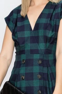 STORETS SALE Cassidy Plaid Collarless Dress-2 Colors CLOTHING