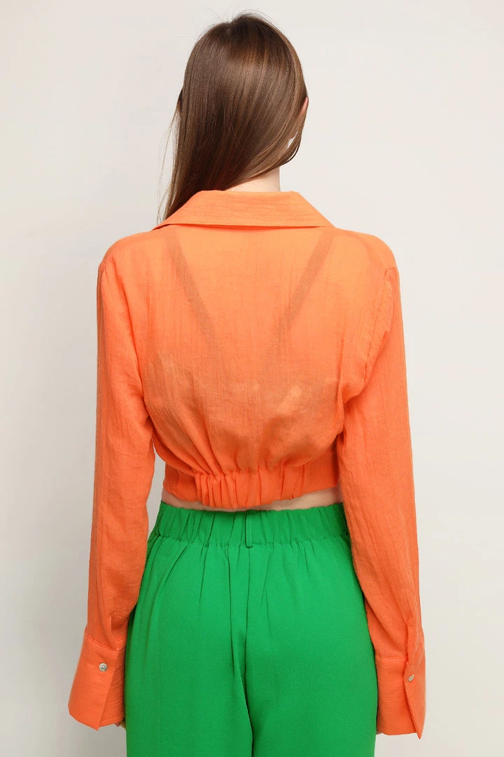 STORETS Skylar Sheer Cropped Shirt