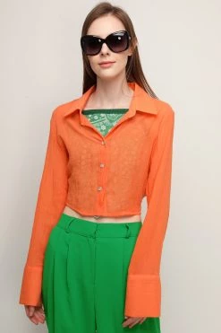 STORETS Skylar Sheer Cropped Shirt