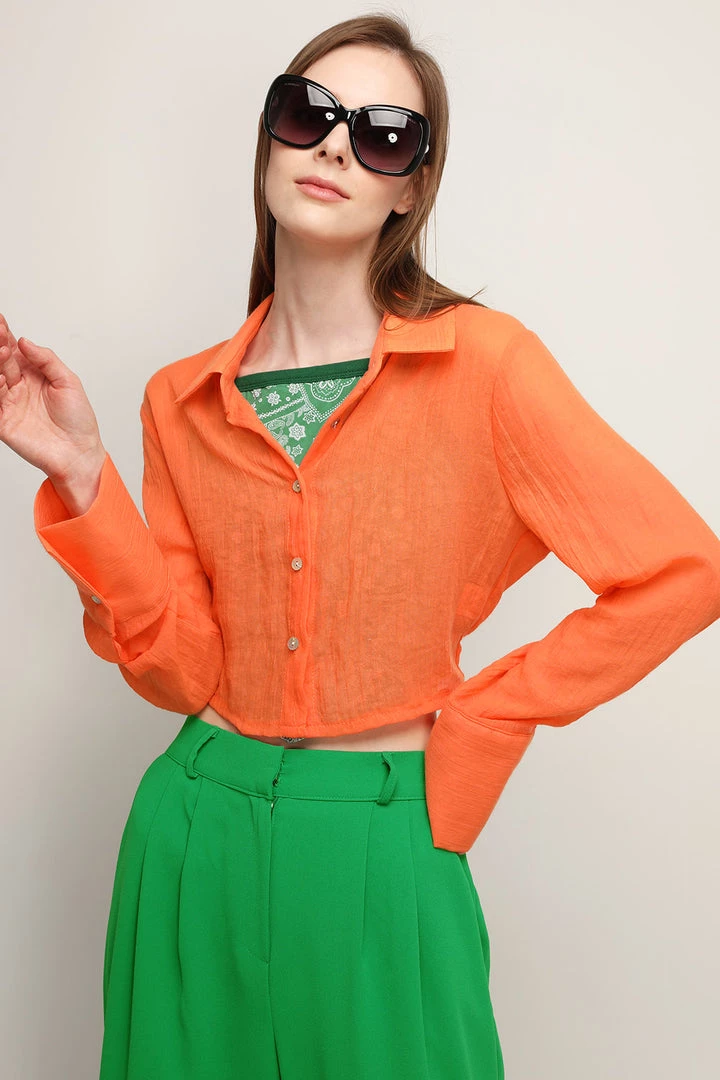 STORETS Skylar Sheer Cropped Shirt