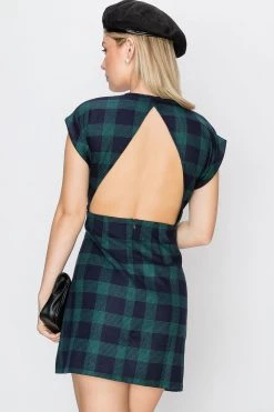 STORETS SALE Cassidy Plaid Collarless Dress-2 Colors CLOTHING